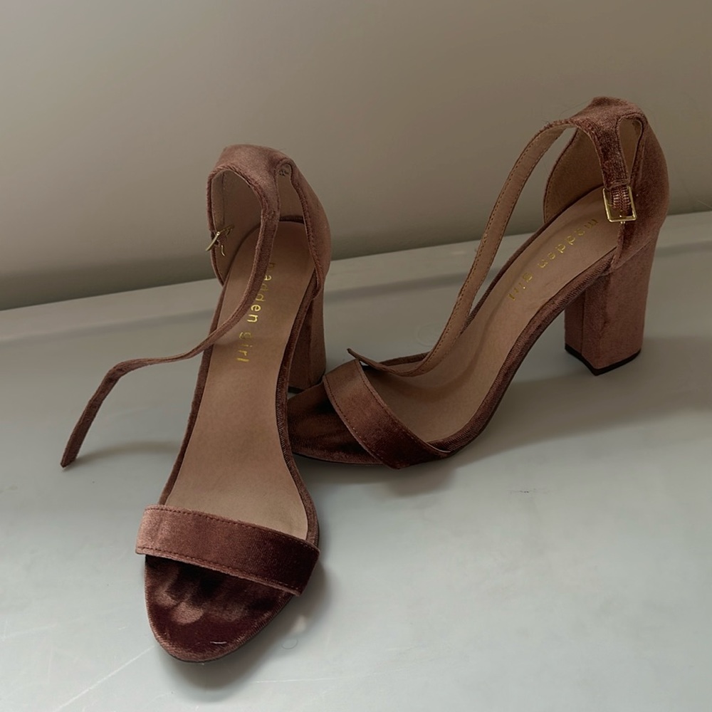 Madden Girl Pink Velvet Block Heels